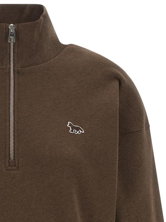 26FW 메종키츠네 베이비 폭스 하프 집 스웨트셔츠 MW00304KM03410605 Brown - MAISON KITSUNE
