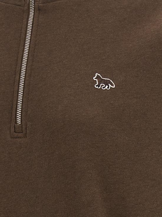 26FW 메종키츠네 베이비 폭스 하프 집 스웨트셔츠 MW00304KM03410605 Brown - MAISON KITSUNE