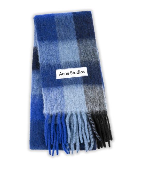 26FW 아크네 스튜디오 모헤어 체크 머플러 CA0084 DUB DARK NAVY BLACK BLUE