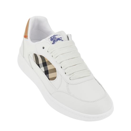26FW 버버리 레더 체크 테라스 스니커즈 8108649 White - BURBERRY