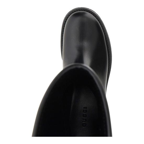 26FW 구찌 웹 디테일 레더 컴뱃 부츠 A006FSAAHEX Black - GUCCI