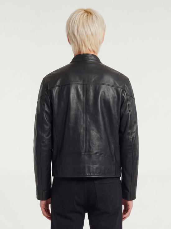 26FW 구찌 WEB 디테일 레더 바이커 자켓 WEB 디테일 레더 바이커 자켓 874158 BLACK - GUCCI