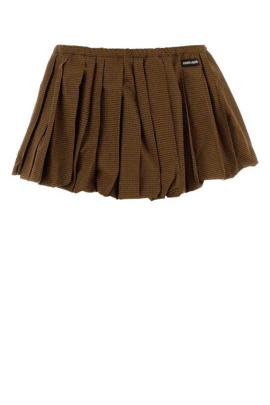26FW 미우미우 테크니컬 패브릭 미니 스커트 MG2723SOOO19OS F0QB7 BROWN