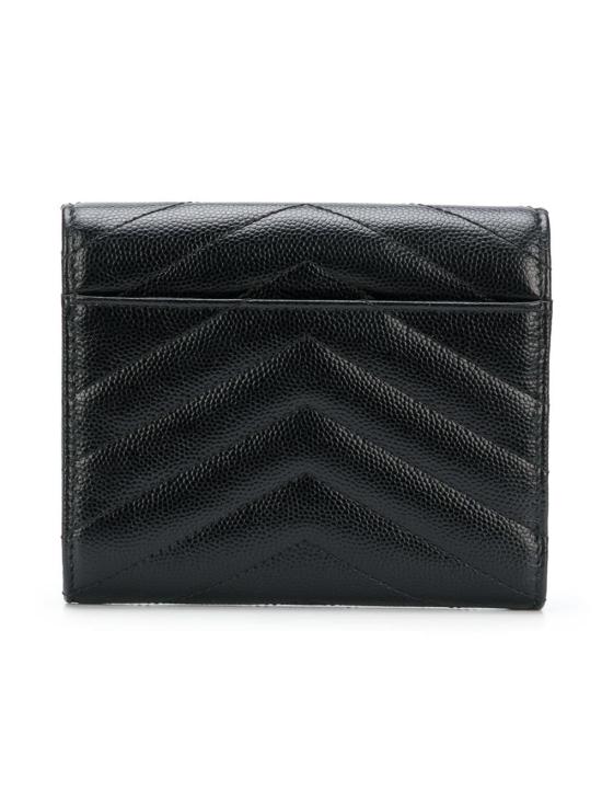 26FW 생로랑 텍스처드 퀼티드 레더 컴팩트 3단 모노그램 지갑 403943 BOW01 1000 NERO - SAINT LAURENT