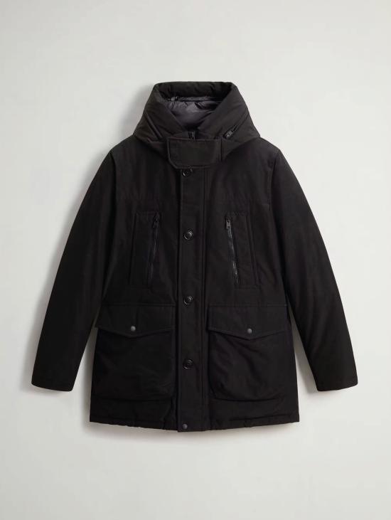 26FW 울리치 패딩 라마르 원단으로 제작된 아크틱 파카, 에볼루션 네로 색상 - WOOLRICH