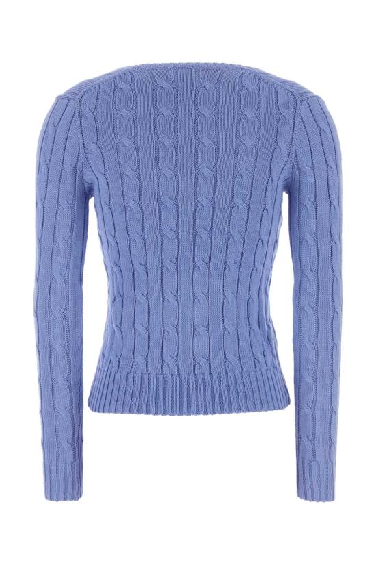 26FW 폴로 랄프로렌 포니로고 피마 코튼 케이블 니트 V넥 스웨터 211971870 005 BLUE - POLO RALPH LAUREN