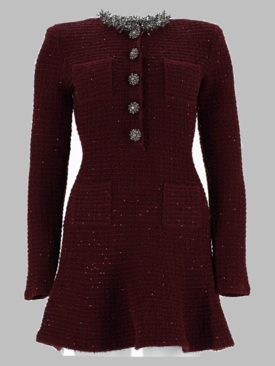 26FW 셀프 포트레이트 원피스 SC26 152S BU BURGUNDY BORDEAUX