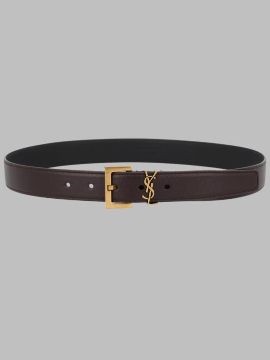 26FW 생로랑 카산드라 벨트 스퀘어 버클 스무스 레더 634437 BOO0W2449 BROWN