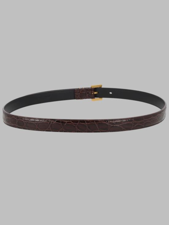 26FW 생로랑 카산드라 씬 스퀘어 버클 벨트 554465 1ZQ0W2989 BROWN - SAINT LAURENT