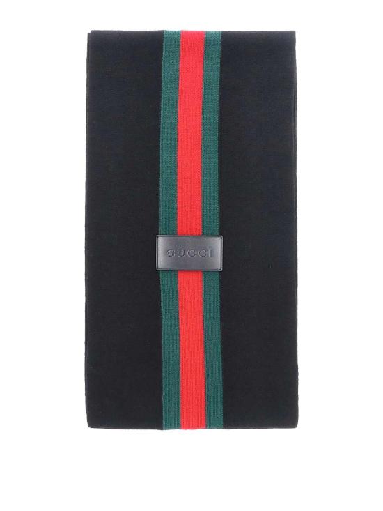 26FW 구찌 스트라이프 울 캐시미어 자카드 스카프 A007FJ4GALH1066 BLACK - GUCCI