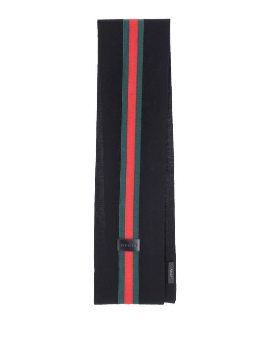 26FW 구찌 스트라이프 울 캐시미어 자카드 스카프 A007FJ4GALH1066 BLACK