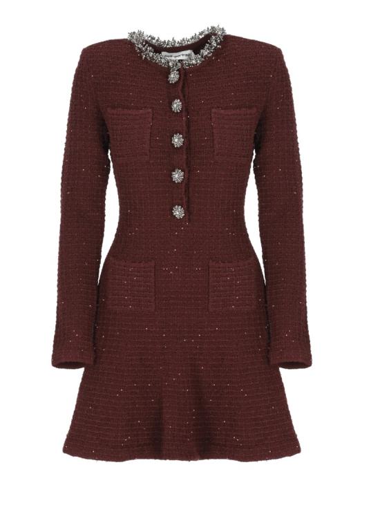 26FW 셀프 포트레이트 원피스 SC26152SBUBURGUNDY TEXTUREDBURGUNDY Black