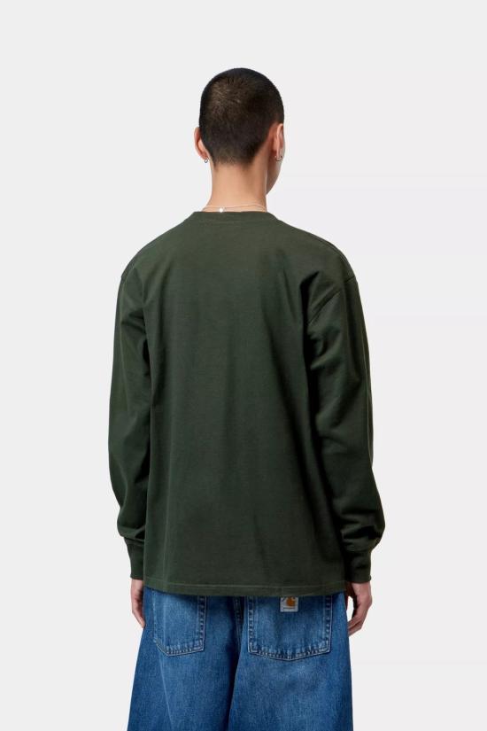 26FW 칼하트 WIP 아메리칸 스크립트 롱슬리브 티셔츠 I029955 3T6XX RAVEN - CARHARTT WIP