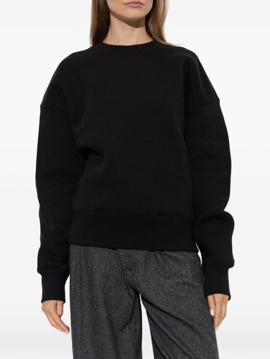 26FW 아미 톤온톤 하트 로고 코튼 스웨트셔츠 USW755749 001 BLACK - AMI