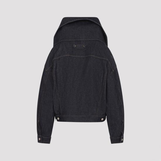 26FW 발렌시아가 스탠딩 카라 크롭 박시 데님 자켓 A00977TVWA4 4007 BLUE - BALENCIAGA