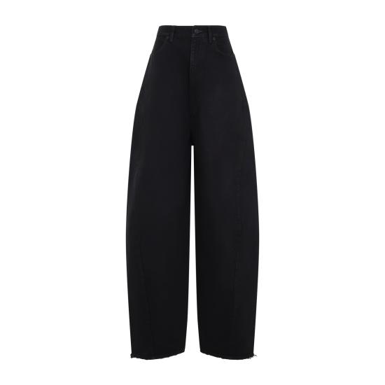 26FW 발렌시아가 하이웨이스트 배럴 트위스트 데님 팬츠 A0095FTBP47 8975 BLACK