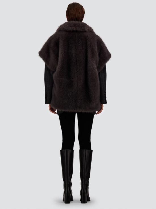 26FW 에르노 롱 헤어 퍼 터치 베스트 GC000607D12908 9487 GREY - HERNO