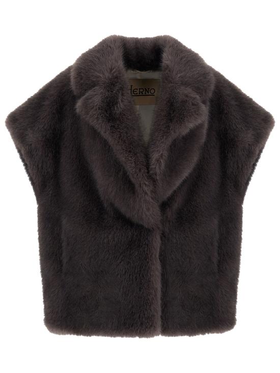 26FW 에르노 롱 헤어 퍼 터치 베스트 GC000607D12908 9487 GREY