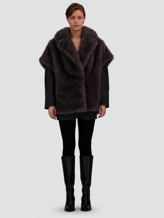 26FW 에르노 롱 헤어 퍼 터치 베스트 GC000607D12908 9487 GREY - HERNO