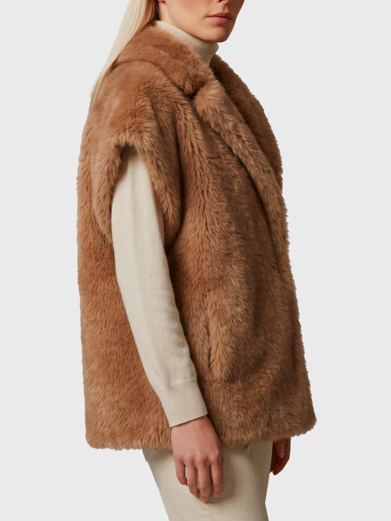 26FW 에르노 롱 헤어 퍼 터치 베스트 GC000607D12908 1985 BROWN - HERNO