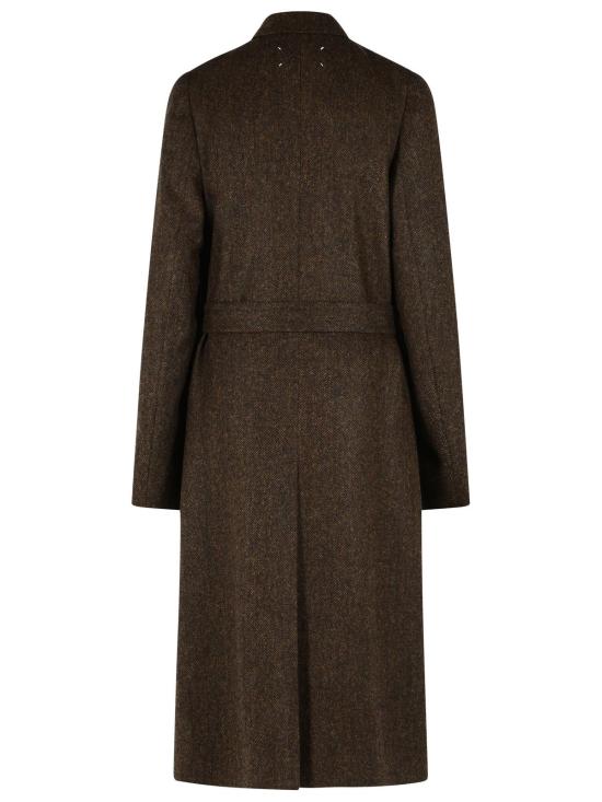 26FW 마르지엘라 벨티드 헤링본 울 코트 S67AA0087 S54246003F Brown - MAISON MARGIELA
