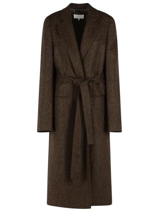 26FW 마르지엘라 벨티드 헤링본 울 코트 S67AA0087 S54246003F Brown