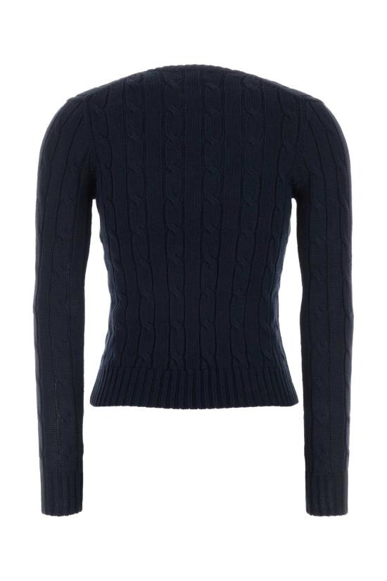 26FW 폴로 랄프로렌 포니로고 피마 코튼 케이블 니트 V넥 스웨터 211971870 004 NAVY - POLO RALPH LAUREN