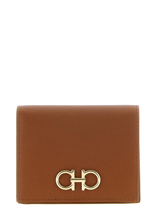 26FW 살바토레 페라가모 간치니 컴팩트 월렛 789857NATURALE Brown