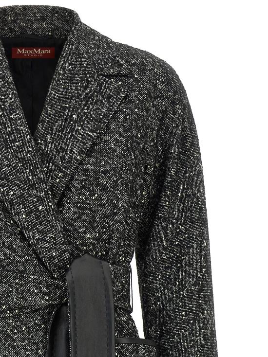 26FW 막스마라 스튜디오 트렌치 코트 2626016102600001 White Black - MAX MARA STUDIO