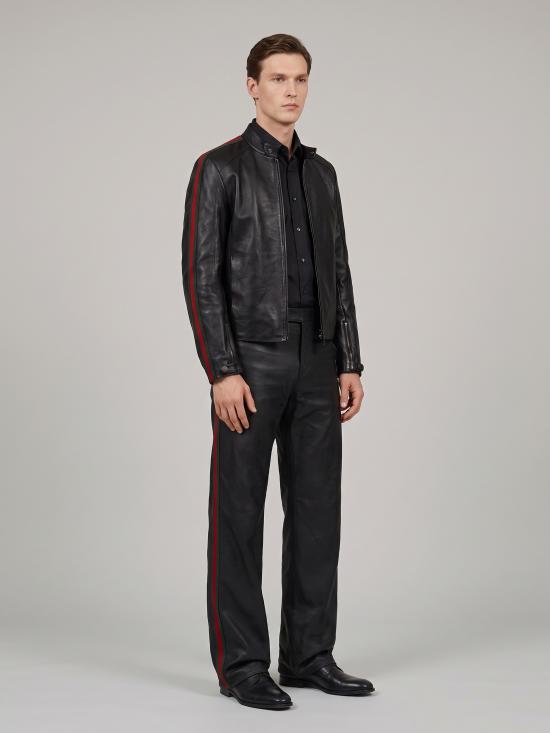 26FW 구찌 코팅 코튼 트윌 웹 스트라이프 데님 팬츠 A006GG BLACK - GUCCI