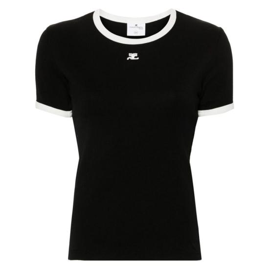 26FW 쿠레쥬 반팔 티셔츠 VESJTS017JS0070 9901 BLACK WHITE
