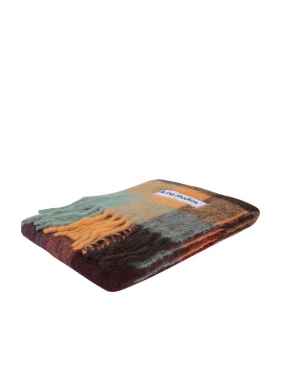 26FW 아크네 스튜디오 모헤어 체크 머플러 CA0084 BO9 CHESTNUT BROWN YELLOW GREEN - ACNE STUDIOS