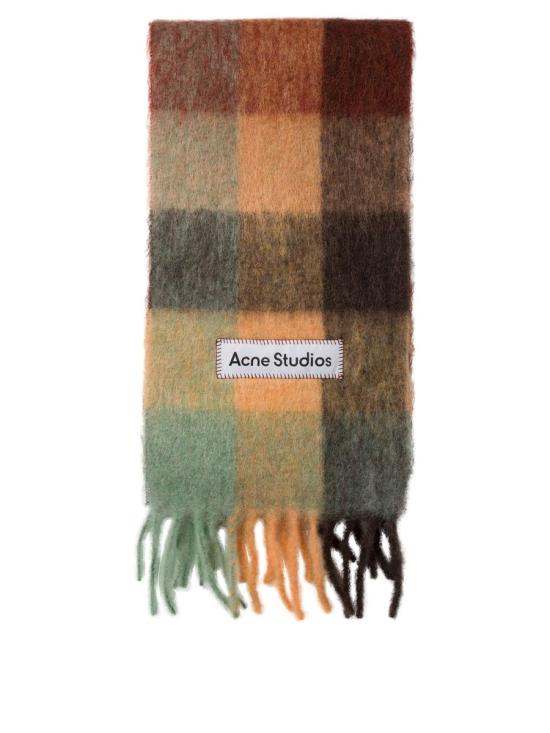 26FW 아크네 스튜디오 모헤어 체크 머플러 CA0084 BO9 CHESTNUT BROWN YELLOW GREEN