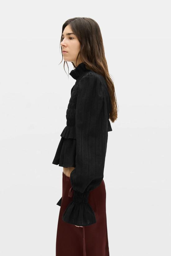 26FW 앤 드뮐미스터 긴팔 티셔츠 B0014417 FA752 099 BLACK - ANN DEMEULEMEESTER