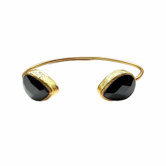  Bebek Jewels 커프스 링크/타이 홀더 베벡 주얼스 디나 더블 오닉스 물방울 커프 뱅글