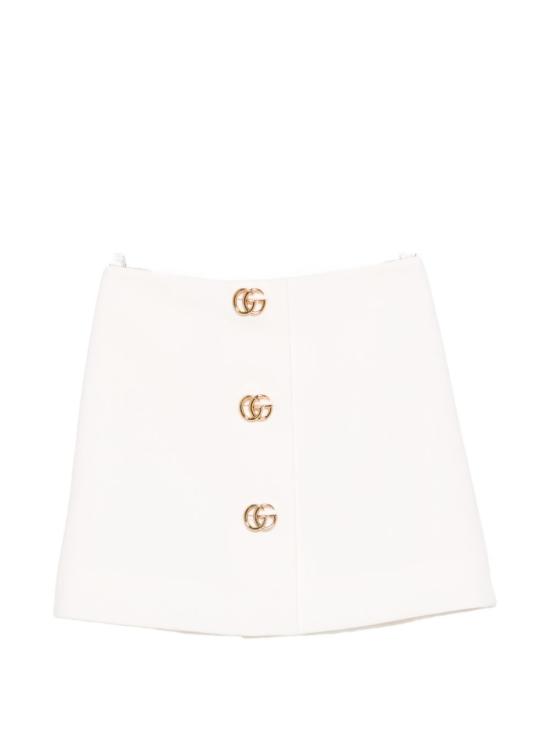 26FW 구찌 크레이프 울 더블 G 버튼 스커트 864526 ZACKN9050 WHITE MAGNOLIA