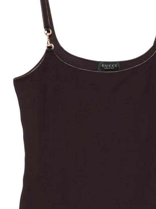 26FW 구찌 비스코스 크레이프 저지 탑 A007ZE XUAPP2206 DEEP CHOCOLATE - GUCCI