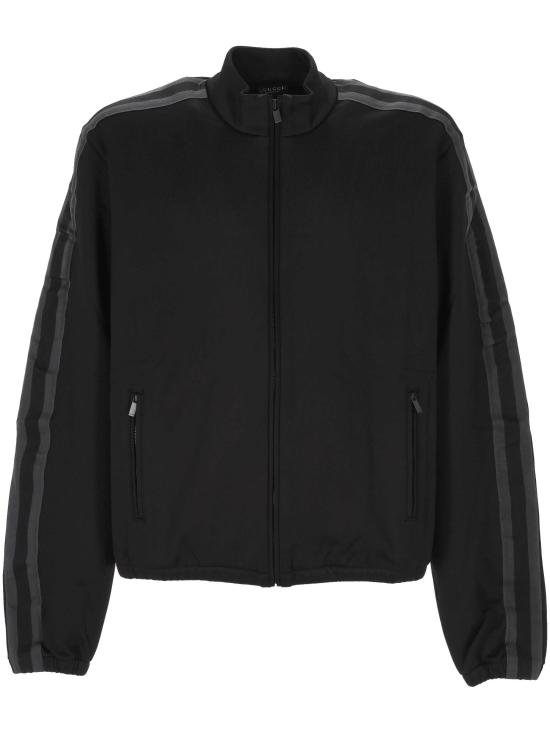 26FW 구찌 뮤티드 웹 디테일 코튼 저지 집업 자켓 A003RN XJH5O1222 BLACK GREY