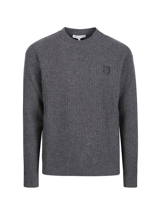 26FW 메종키츠네 폭스 헤드 울 립드 스웨터 PM00811KT1149 P190 ANTHRACITE