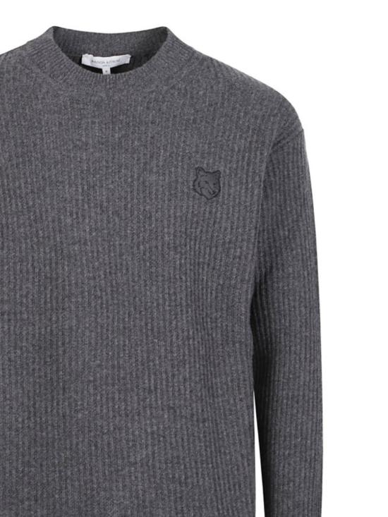 26FW 메종키츠네 폭스 헤드 울 립드 스웨터 PM00811KT1149 P190 ANTHRACITE - MAISON KITSUNE