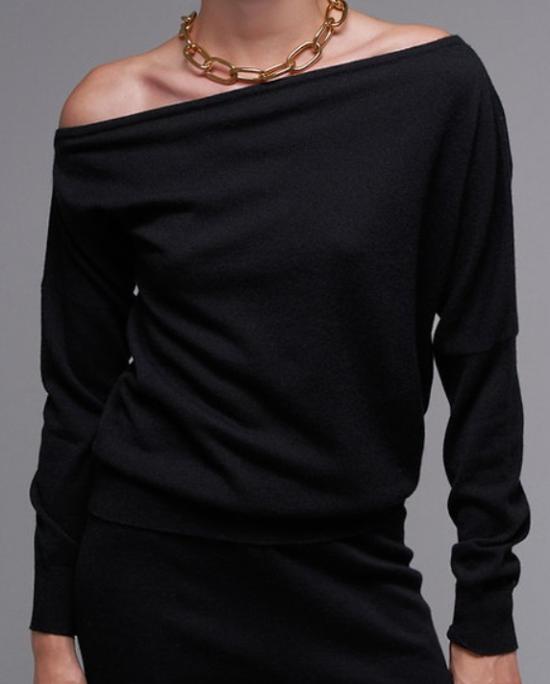 26FW 이리플레이서블 긴팔 티셔츠 ONE SIDE SHOULDER OPEN BLACK