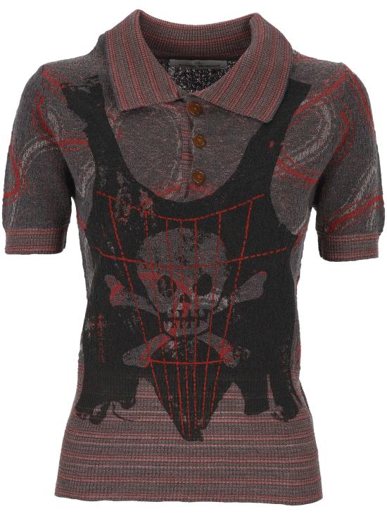 26FW 비비안웨스트우드 폴로 티셔츠 1803008M C00AEO101 GREY STONE RED