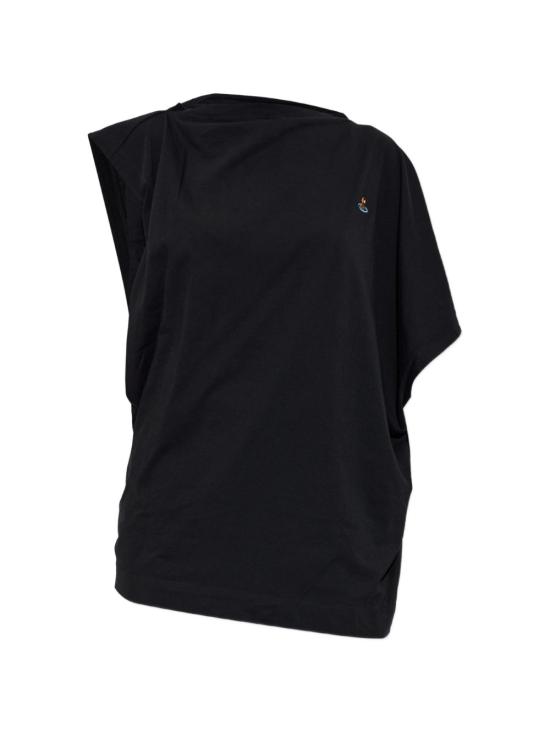 26FW 비비안웨스트우드 ORB 자수 로고 콘트라스트 칼라 긴팔 폴로 셔츠 1G01001G J00BLN401 BLACK