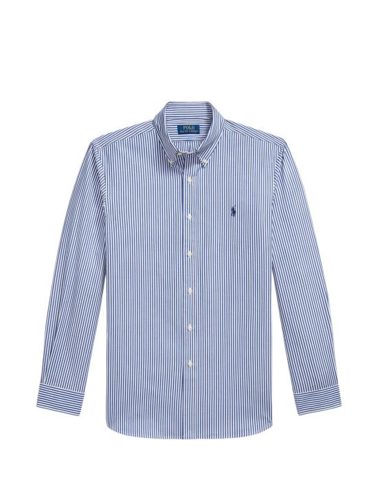 26FW 폴로 랄프로렌 커스텀핏 코튼 포플린 스트라이프 셔츠 710929346 508 RUGBY ROYAL WHITE