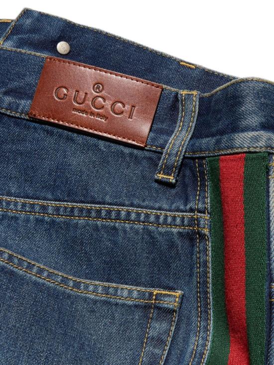 26FW 구찌 웹 인서트 코튼 데님 팬츠 A002IA XDDHT4011 BLUE - GUCCI