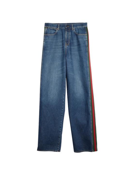 26FW 구찌 웹 인서트 코튼 데님 팬츠 A002IA XDDHT4011 BLUE