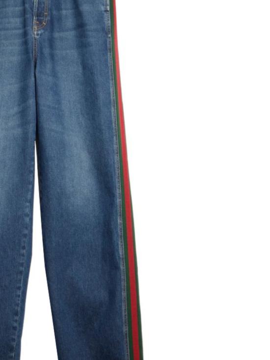 26FW 구찌 웹 인서트 코튼 데님 팬츠 A002IA XDDHT4011 BLUE - GUCCI