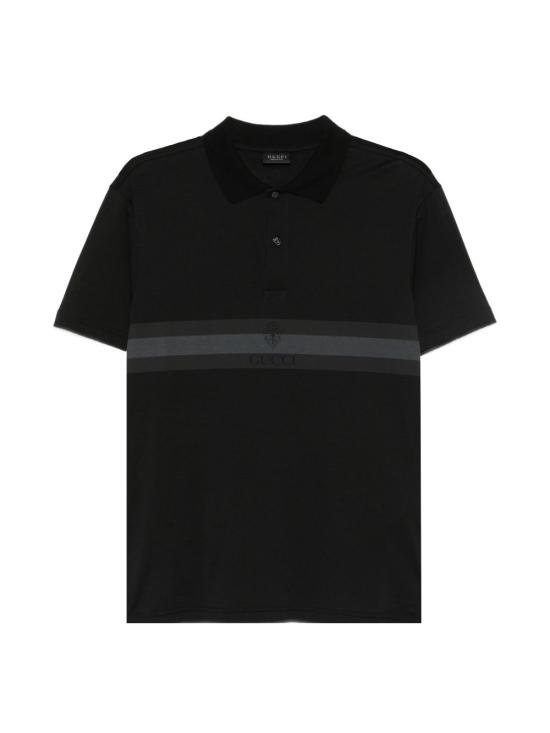26FW 구찌 웹 코튼 저지 폴로 셔츠 875092 XJH0U1120 BLACK GREY MC