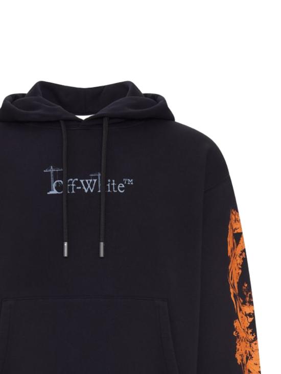 26FW 오프화이트 후드 티셔츠 44MBB12NF26F007 001 BLACK - OFF WHITE
