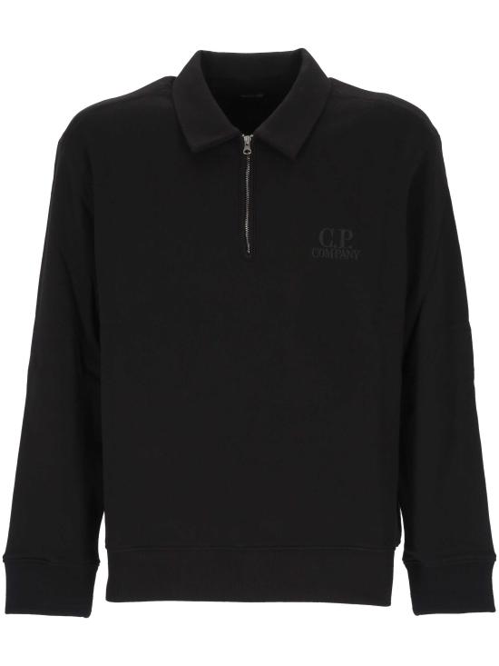 26FW 씨피 컴퍼니 다이애그널 레이즈드 플리스 폴로 셔츠 21CMSS026A 005086W999 BLACK